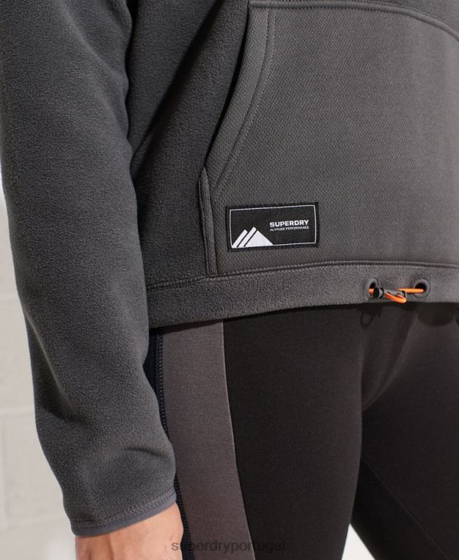 moletom de lã de montanha mulheres cinza escuro roupas Superdry 2208H3441