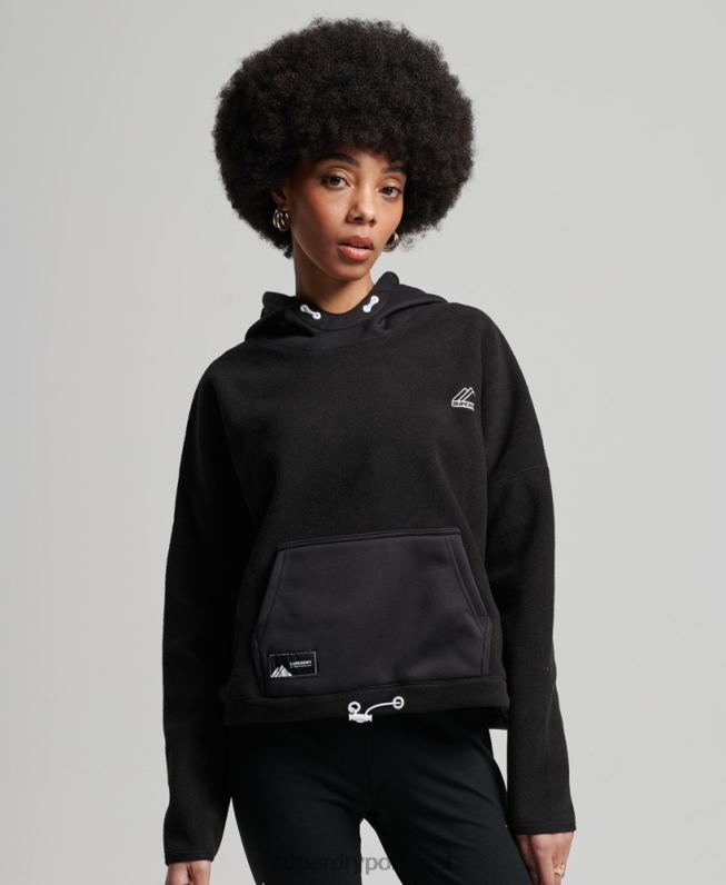 moletom de lã de montanha mulheres preto roupas Superdry 2208H5932