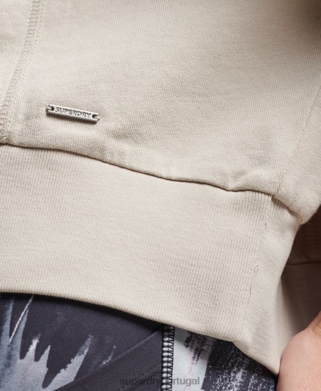 moletom de tripulação de morcego flexível de algodão orgânico mulheres bege roupas Superdry 2208H5924