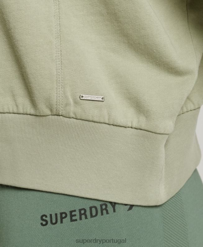 moletom de tripulação de morcego flexível de algodão orgânico mulheres verde roupas Superdry 2208H6031