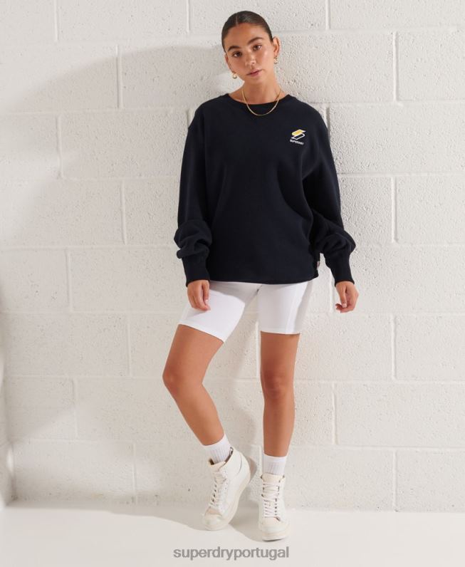 moletom de tripulação solta essencial de código mulheres marinha roupas Superdry 2208H6078