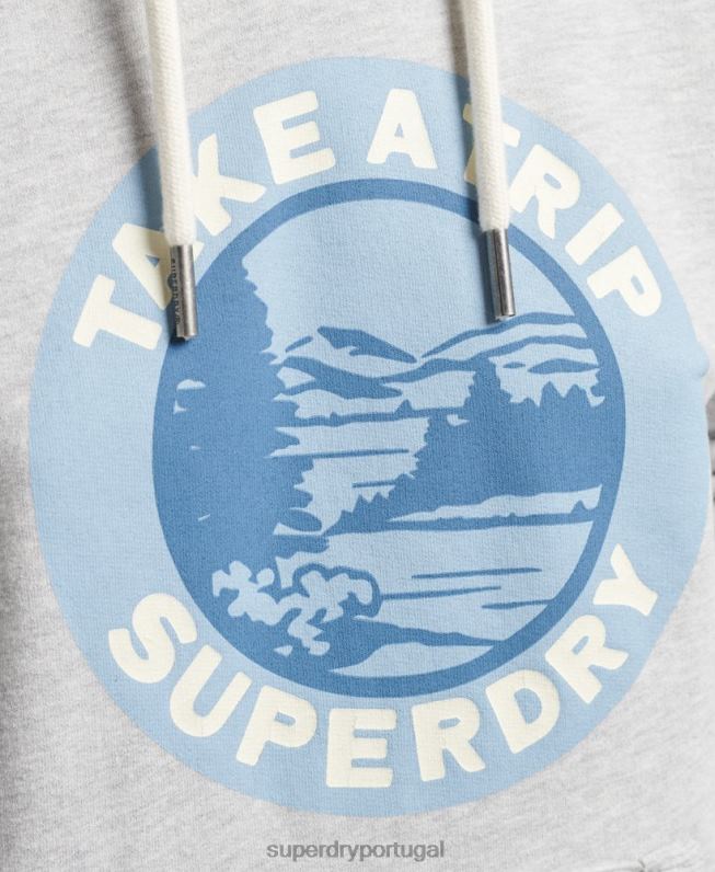 moletom de viagem mulheres cinza claro roupas Superdry 2208H3291