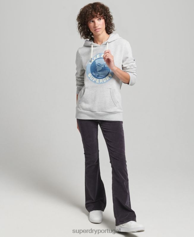 moletom de viagem mulheres cinza claro roupas Superdry 2208H3291