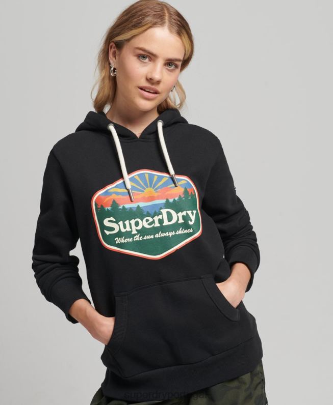 moletom de viagem mulheres preto roupas Superdry 2208H6070