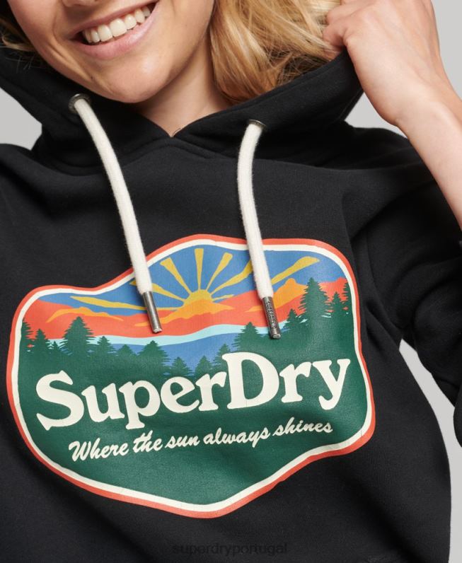moletom de viagem mulheres preto roupas Superdry 2208H6070