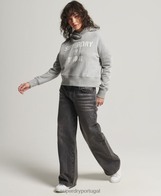moletom esporte crop box mulheres cinza roupas Superdry 2208H5898