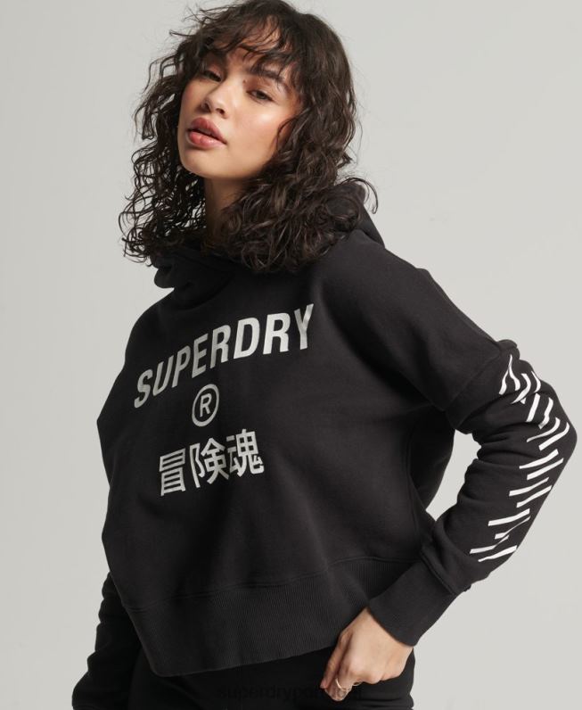 moletom esporte crop box mulheres preto roupas Superdry 2208H3493