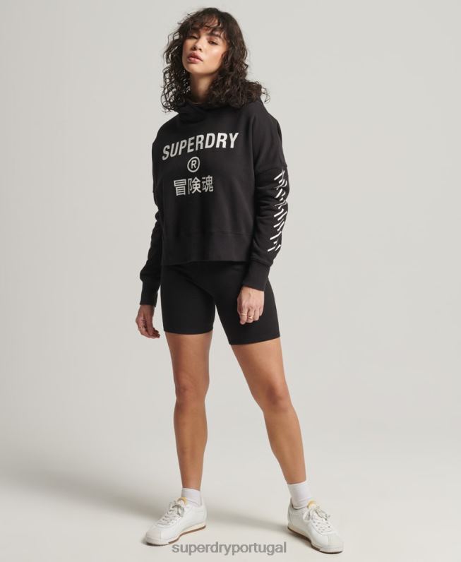 moletom esporte crop box mulheres preto roupas Superdry 2208H3493