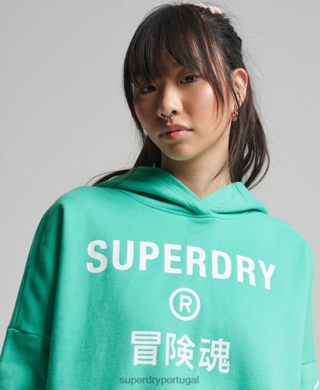 moletom esporte crop box mulheres verde roupas Superdry 2208H5978