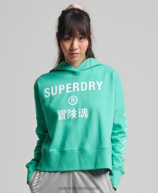 moletom esporte crop box mulheres verde roupas Superdry 2208H5978
