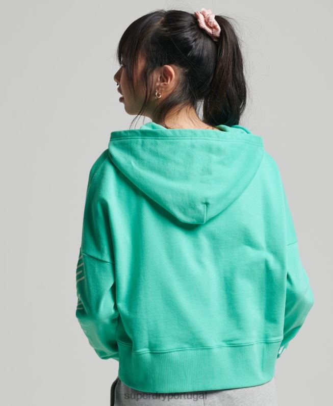 moletom esporte crop box mulheres verde roupas Superdry 2208H5978