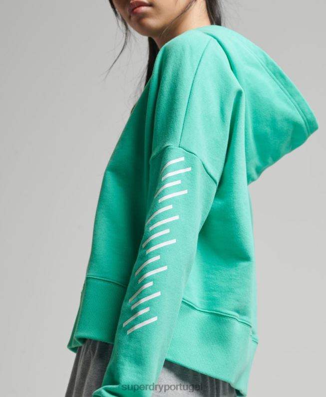 moletom esporte crop box mulheres verde roupas Superdry 2208H5978