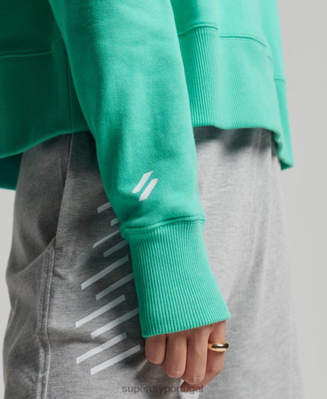 moletom esporte crop box mulheres verde roupas Superdry 2208H5978