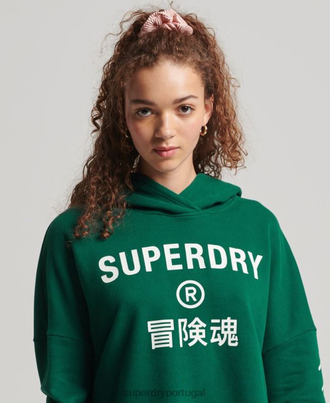 moletom esporte crop box mulheres verde roupas Superdry 2208H6087