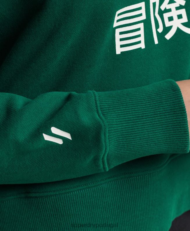 moletom esporte crop box mulheres verde roupas Superdry 2208H6087