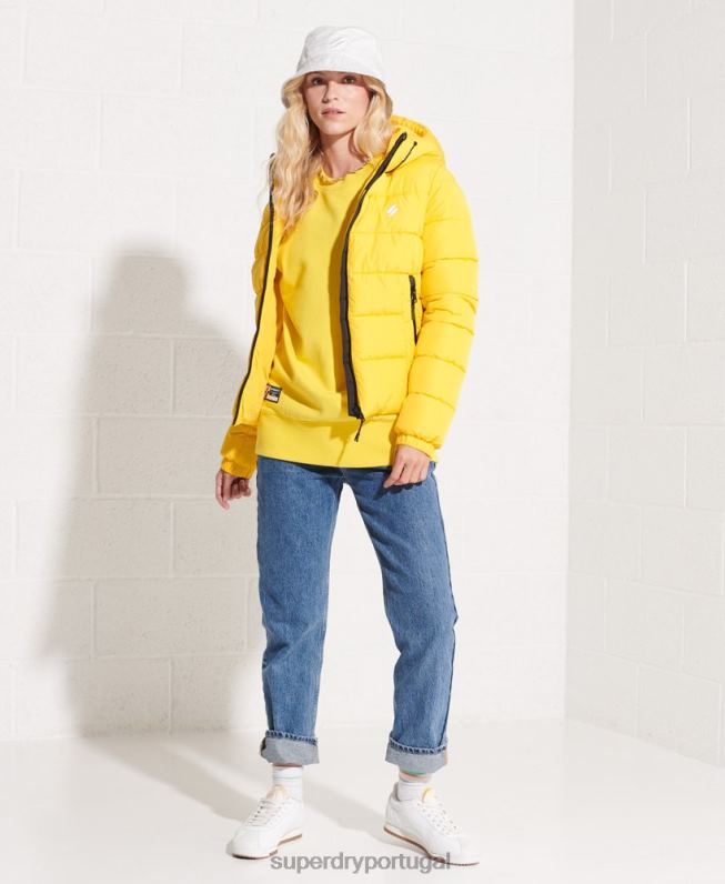 moletom essencial de algodão orgânico mulheres amarelo roupas Superdry 2208H5822