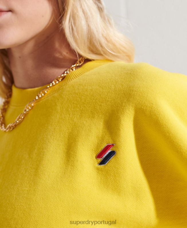 moletom essencial de algodão orgânico mulheres amarelo roupas Superdry 2208H5822