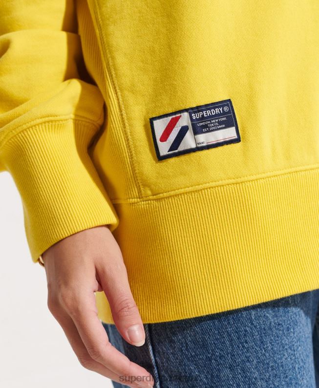 moletom essencial de algodão orgânico mulheres amarelo roupas Superdry 2208H5822