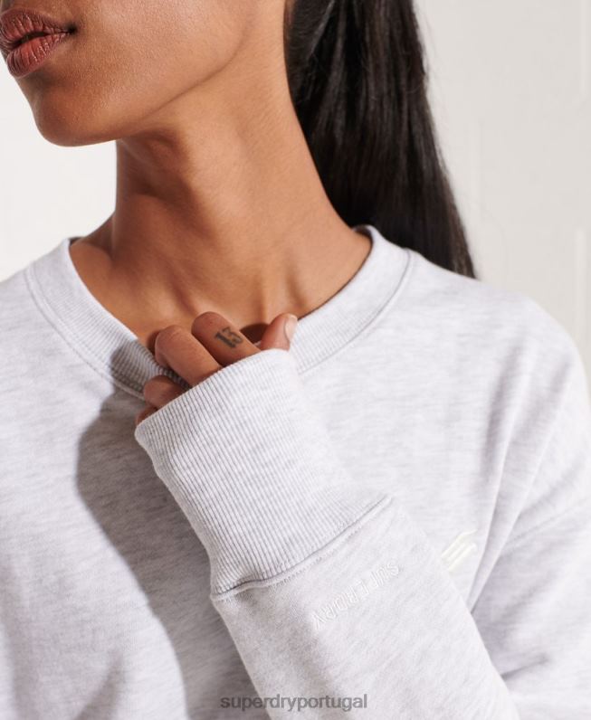 moletom essencial de algodão orgânico mulheres cinza claro roupas Superdry 2208H5821