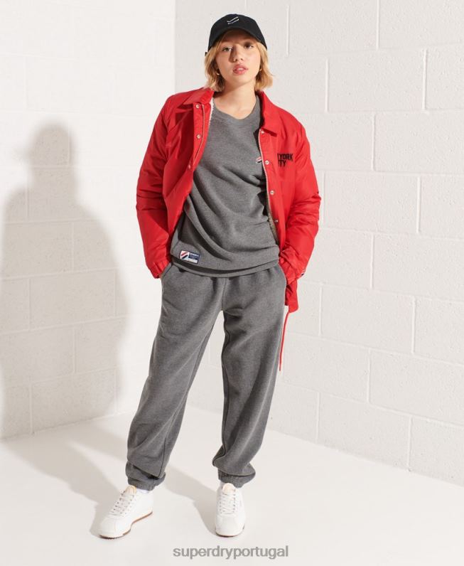 moletom essencial de algodão orgânico mulheres cinza escuro roupas Superdry 2208H5820