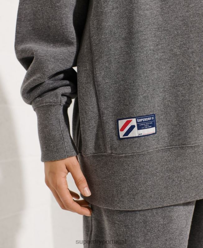 moletom essencial de algodão orgânico mulheres cinza escuro roupas Superdry 2208H5820