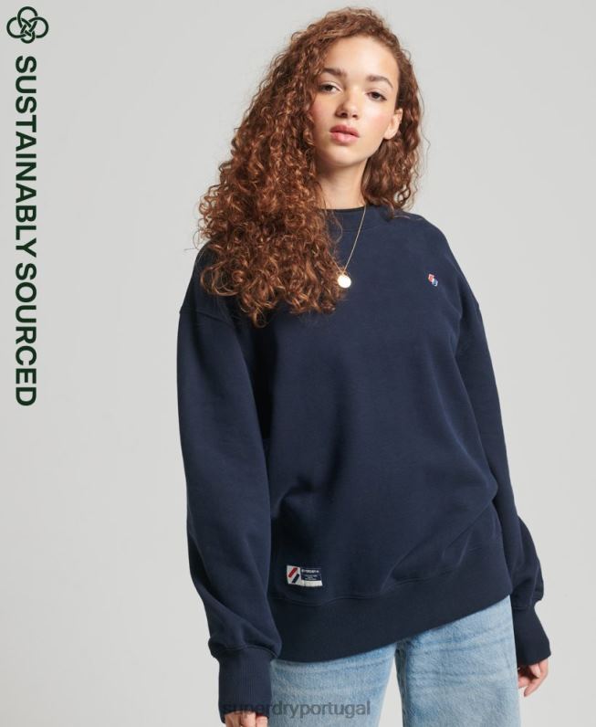 moletom essencial de algodão orgânico mulheres marinha roupas Superdry 2208H5809