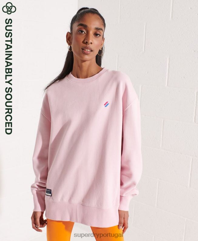 moletom essencial de algodão orgânico mulheres rosa roupas Superdry 2208H5792