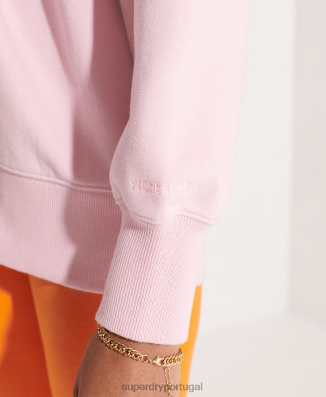 moletom essencial de algodão orgânico mulheres rosa roupas Superdry 2208H5792