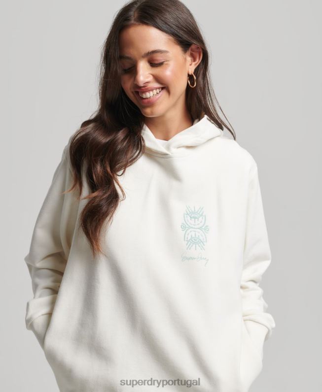 moletom folk nômade mulheres branco roupas Superdry 2208H3410