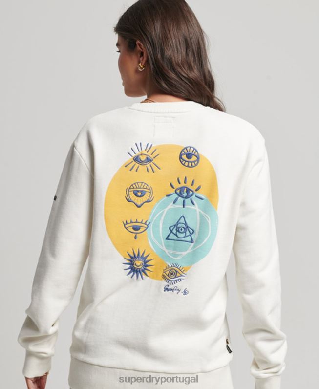 moletom folk nômade mulheres branco roupas Superdry 2208H3436