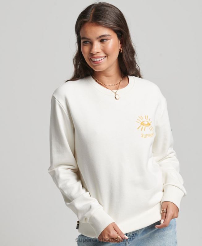 moletom folk nômade mulheres branco roupas Superdry 2208H3436