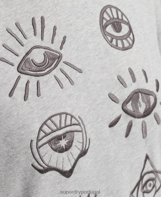 moletom folk nômade mulheres cinza roupas Superdry 2208H3307