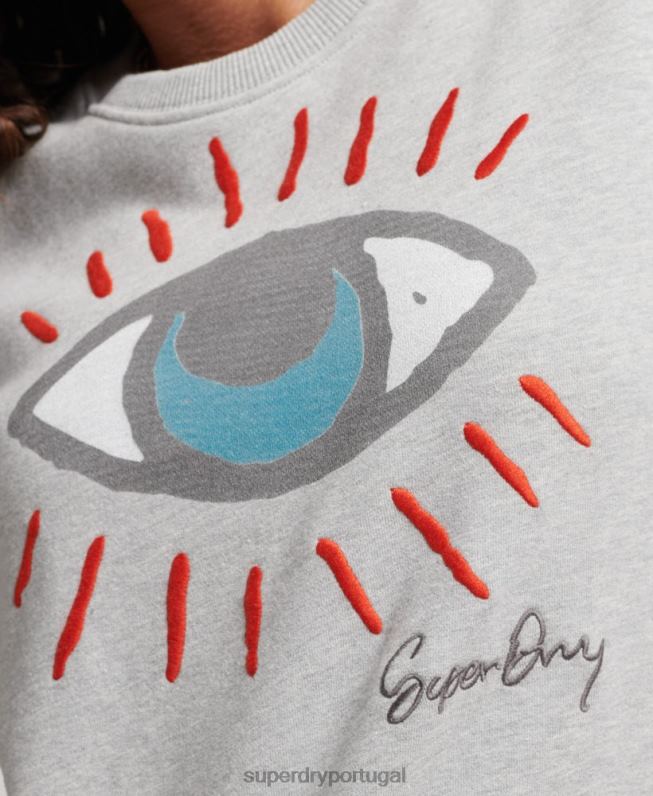 moletom folk nômade mulheres cinza roupas Superdry 2208H3479