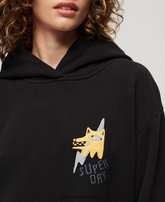 moletom folk nômade mulheres preto roupas Superdry 2208H3290