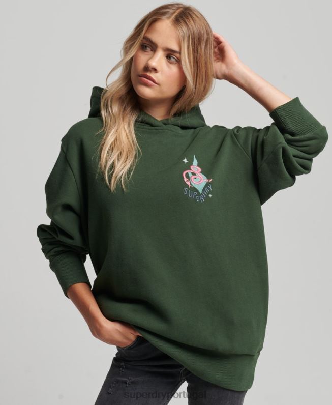 moletom folk nômade mulheres verde roupas Superdry 2208H3415