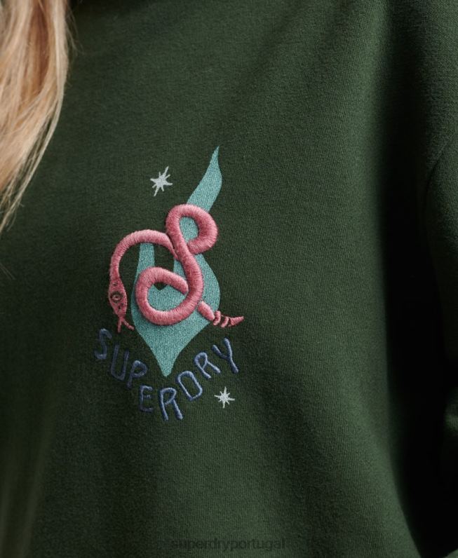 moletom folk nômade mulheres verde roupas Superdry 2208H3415
