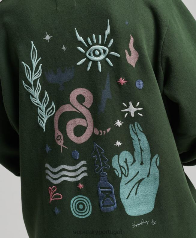moletom folk nômade mulheres verde roupas Superdry 2208H3415