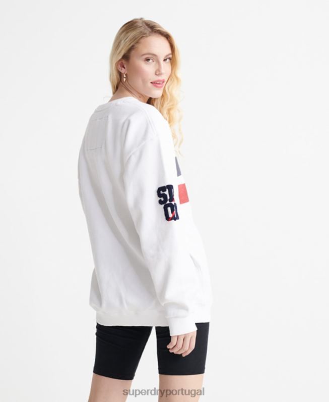 moletom gola redonda autoridade sdqb mulheres branco roupas Superdry 2208H3510