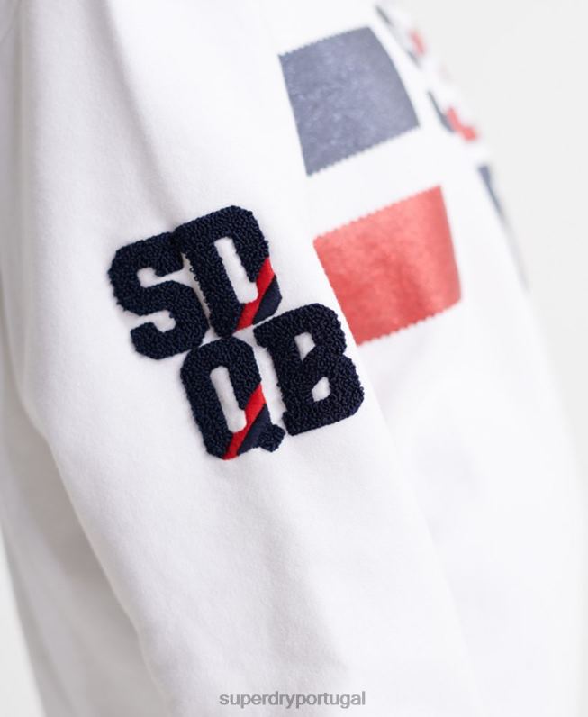 moletom gola redonda autoridade sdqb mulheres branco roupas Superdry 2208H3510