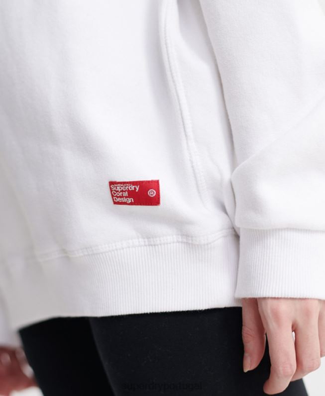 moletom gola redonda autoridade sdqb mulheres branco roupas Superdry 2208H3510