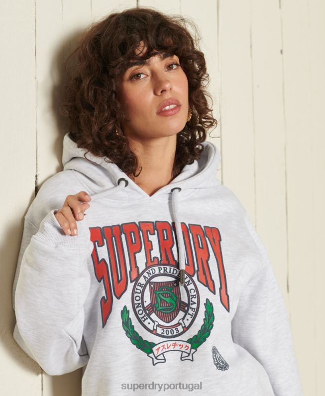 moletom gráfico boho ana mulheres cinza claro roupas Superdry 2208H5956