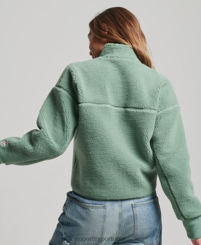 moletom henley borg forrado macio mulheres verde roupas Superdry 2208H5914