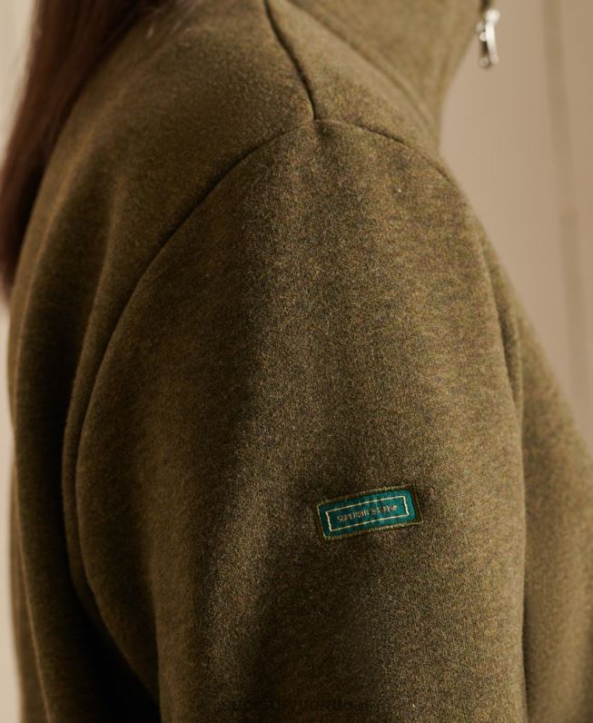 moletom henley com logo bordado e ajuste solto mulheres caqui roupas Superdry 2208H6038