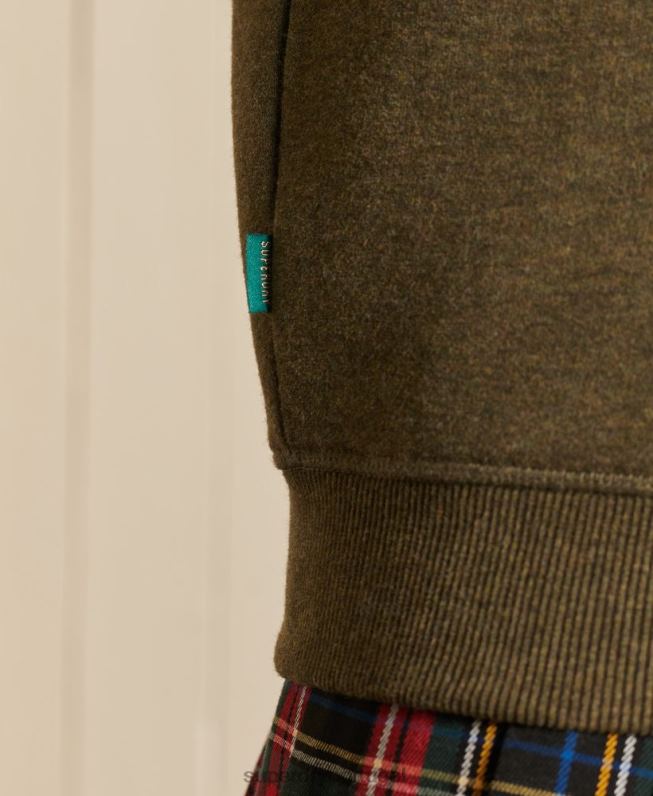 moletom henley com logo bordado e ajuste solto mulheres caqui roupas Superdry 2208H6038