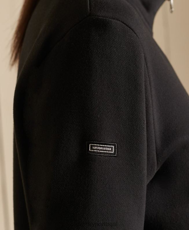 moletom henley com logo bordado e ajuste solto mulheres preto roupas Superdry 2208H6055