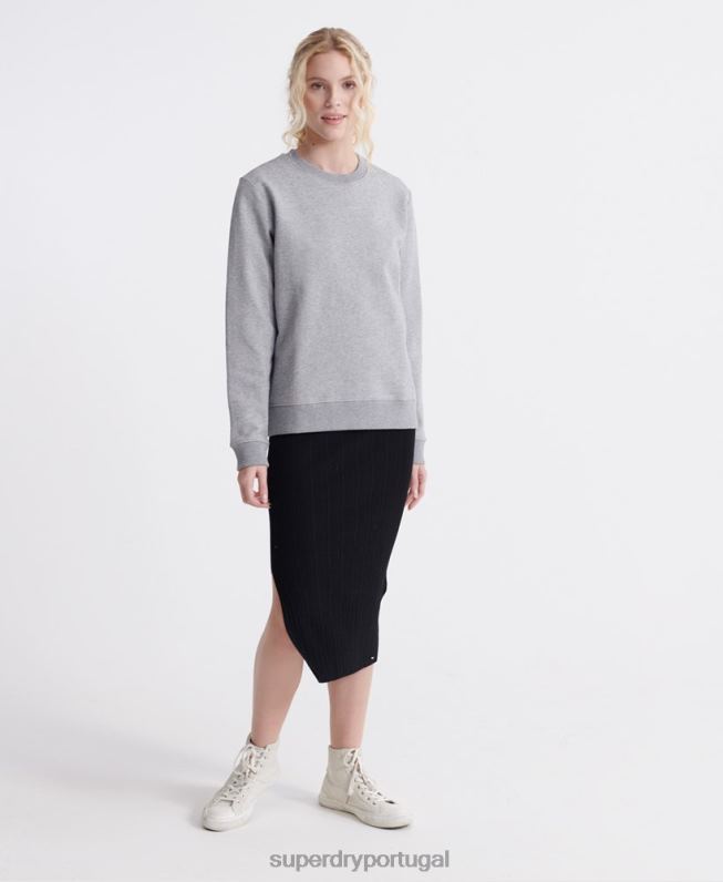 moletom loopback padrão de algodão orgânico mulheres cinza roupas Superdry 2208H3487