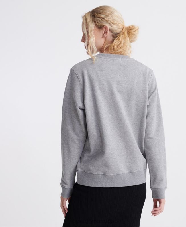 moletom loopback padrão de algodão orgânico mulheres cinza roupas Superdry 2208H3487