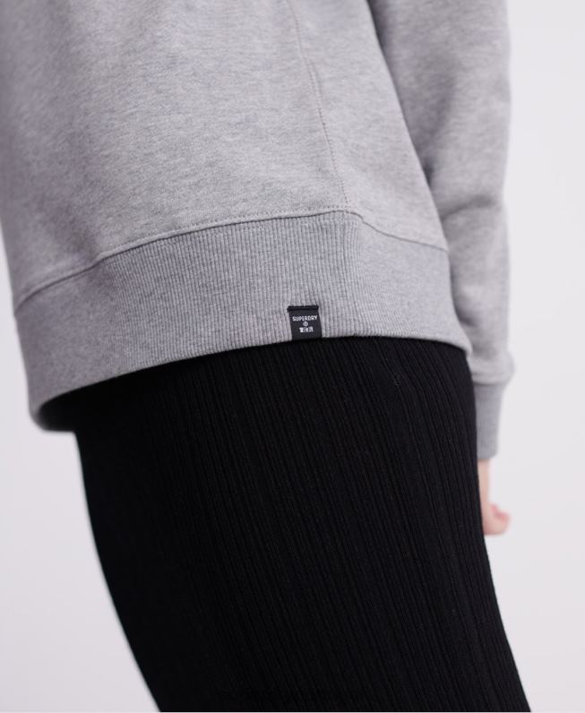 moletom loopback padrão de algodão orgânico mulheres cinza roupas Superdry 2208H3487