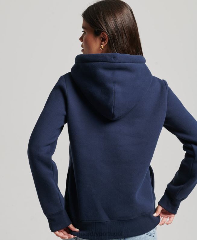 moletom luxuoso com logo bordado mulheres marinha roupas Superdry 2208H6094