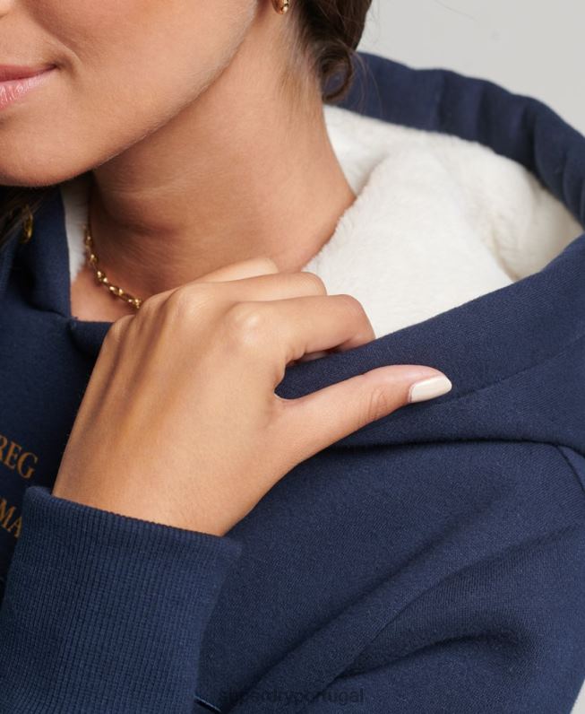moletom luxuoso com logo bordado mulheres marinha roupas Superdry 2208H6094